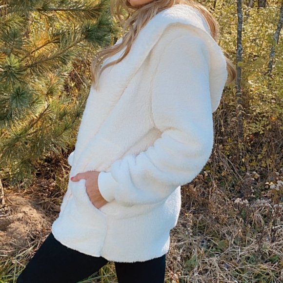 NADINE Plush Faux Fur Hooded Cardigan - Picture 10 of 12